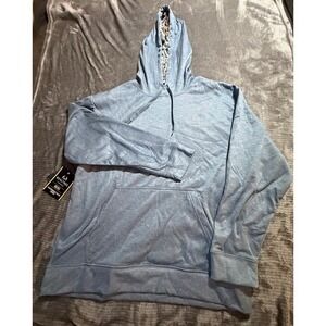 Realtree Fishing Mens‎ Performance Fleece Hoodie Blue Heather Camo Lined L NWT